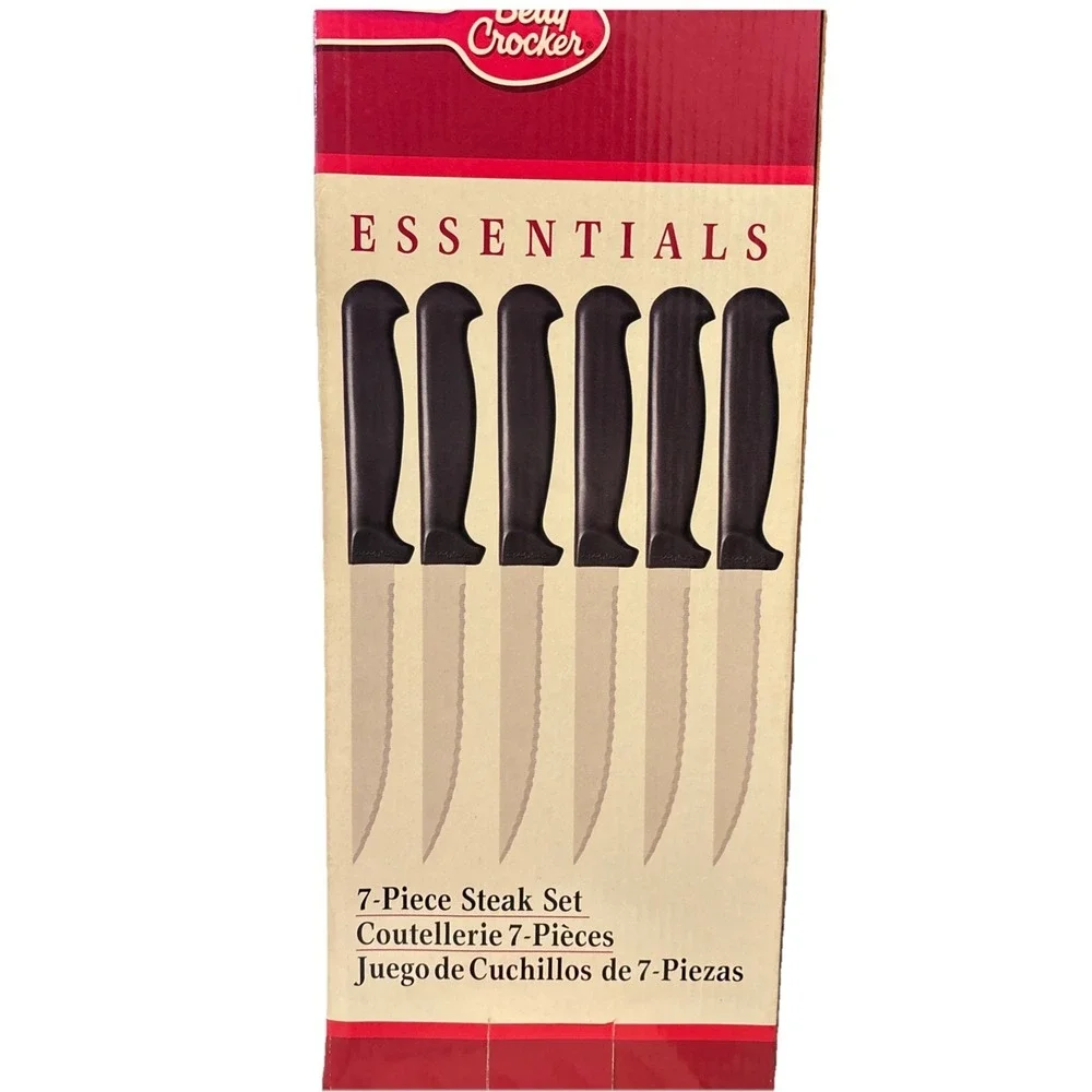 Betty‎ Crocker 7 Piece Cutlery Steak Knife Set Wood Block Imperial Schrade
